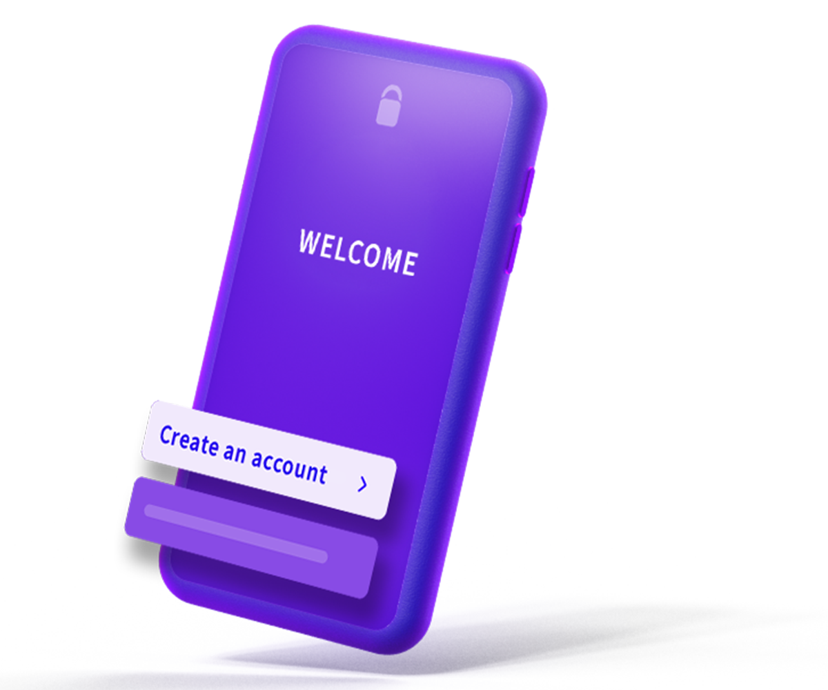 icon of the smartphone with create an account button on the screen